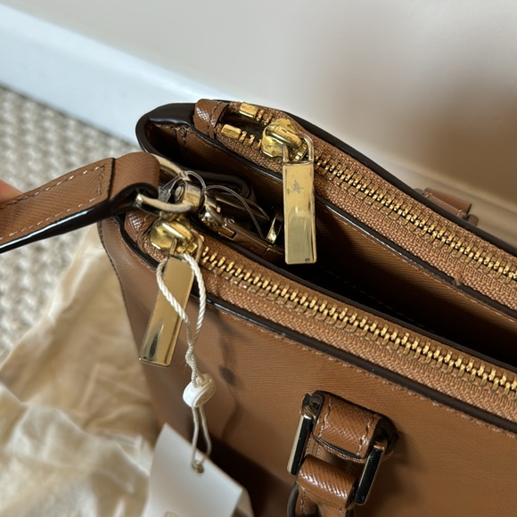 Tory Burch Tigers Eye Brown Saffiano Leather Robinson Mini Double-Zip Tote - Picture 5 of 17